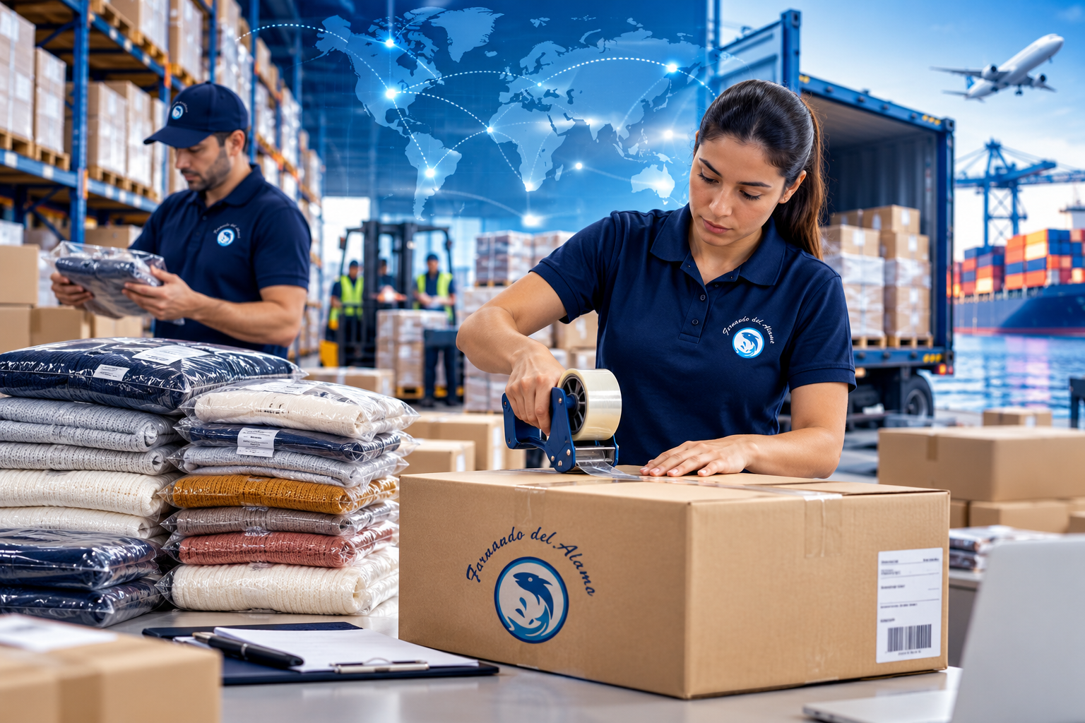 Preparación de mercancía textil para logística internacional